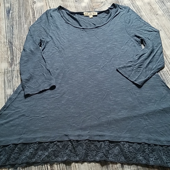 Pink Rose Blue Lace Top - Picture 8 of 8